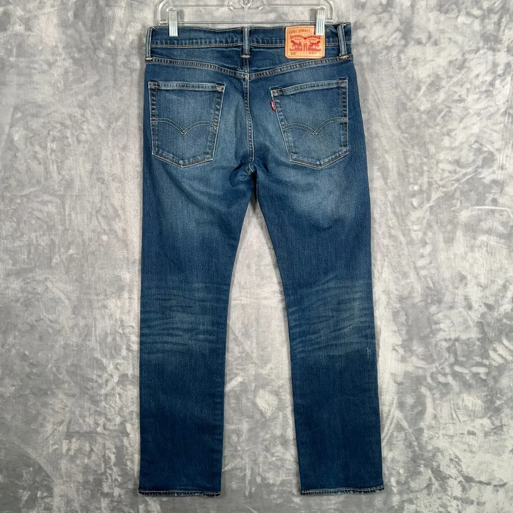 Levis 513 Slim Straight Fit Jeans Mens 32x30 Blue Denim Stretch Low Rise